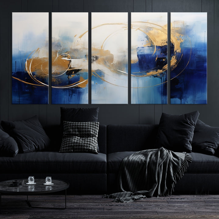 Navy Blue Abstract Wall Art Canvas Print