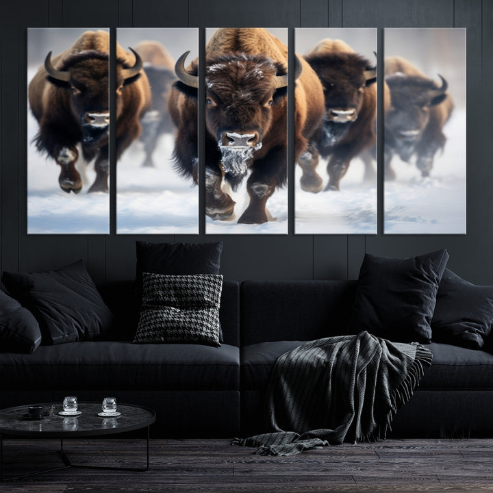 Buffalo Herd Wall Art Canvas Print, Bison Herd Wall Art Canvas Print