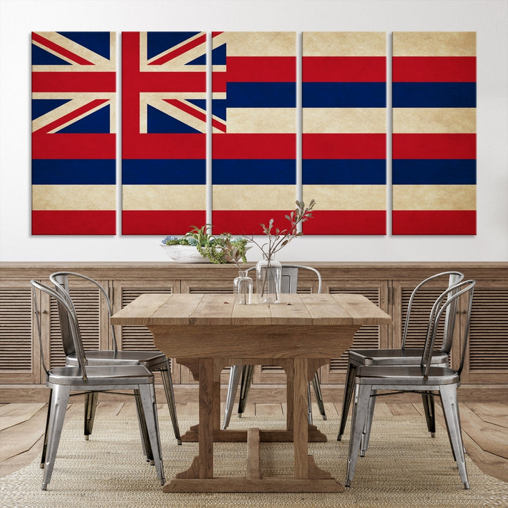 Hawaii USA States Flag Wall Art Canvas Print