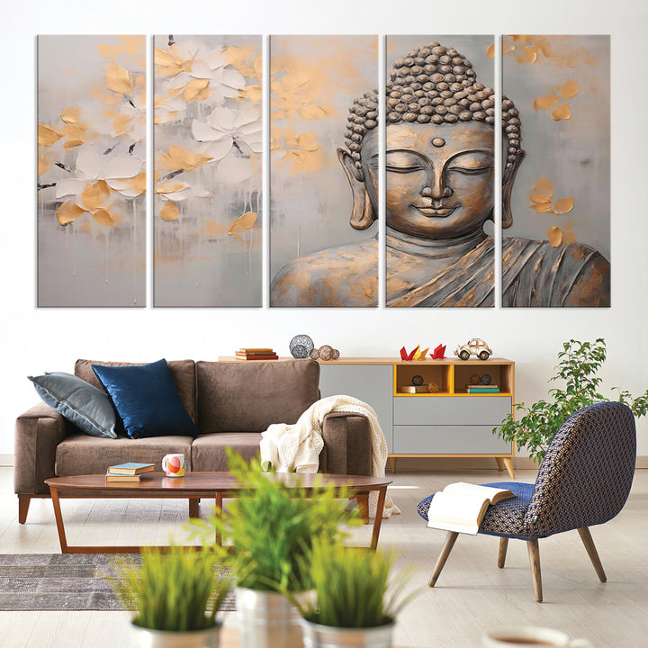 Abstract Buddha Statue Wall Art Canvas Print