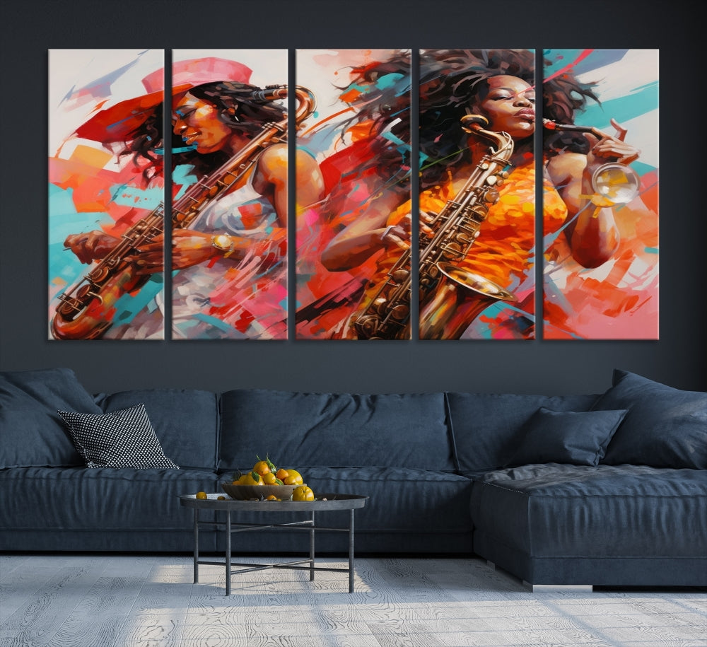 Abstract African American Saxophonist Musician