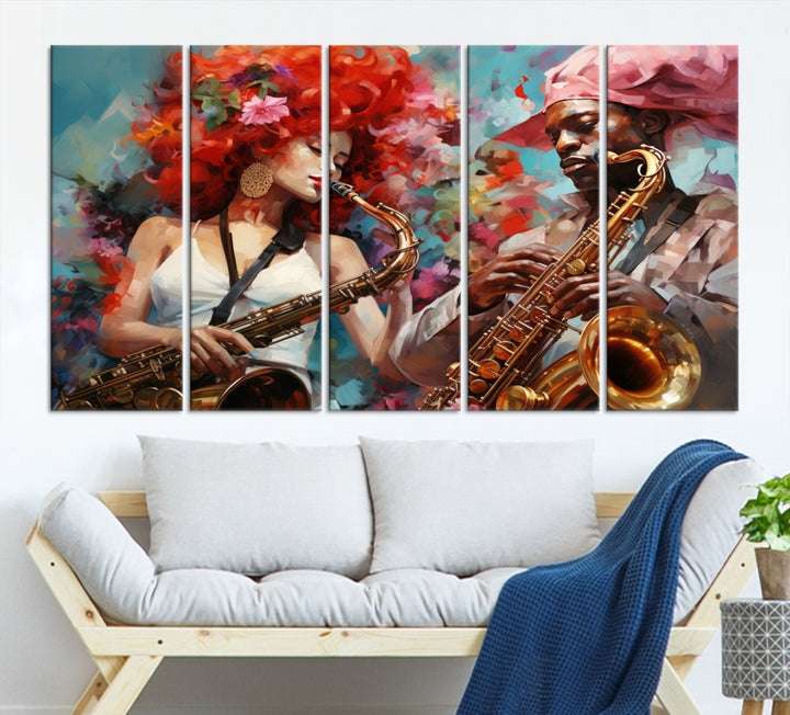 Abstract African American Saxophonist Musician Wall Art