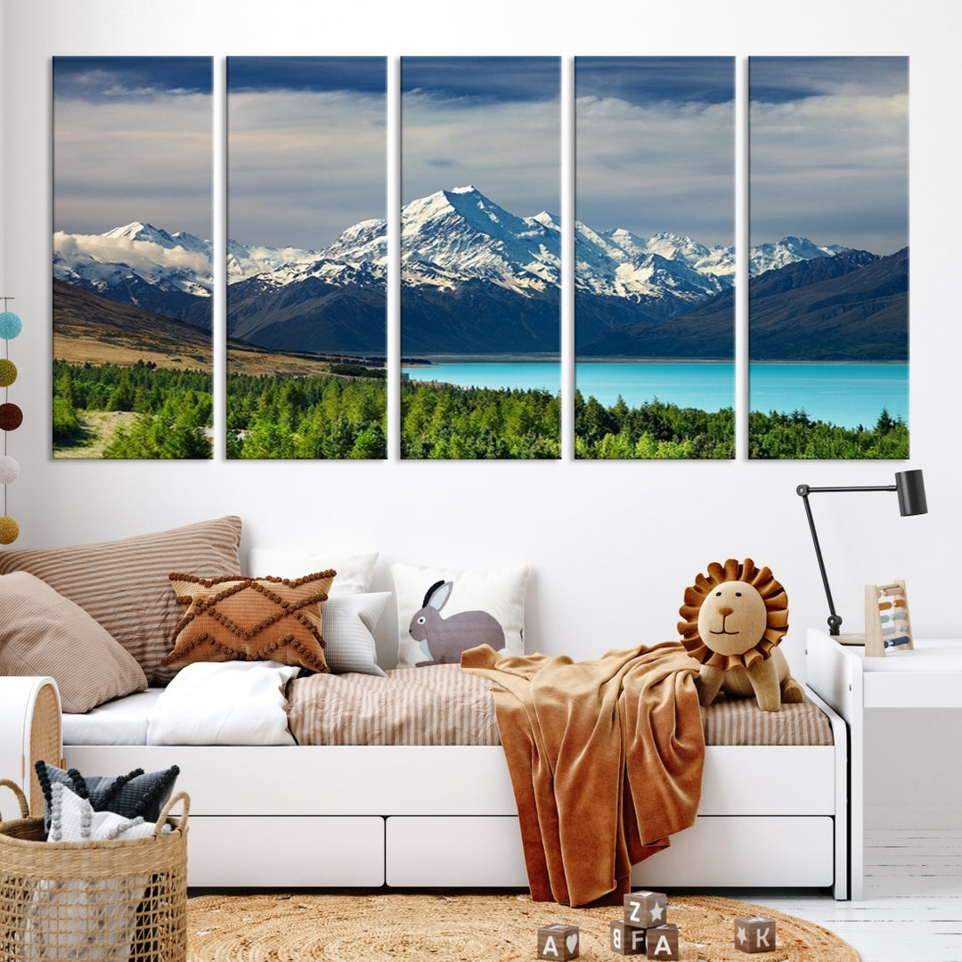 Art Print Mount Cook New Zealand Wall Art Canvas Print Lake and Mountains