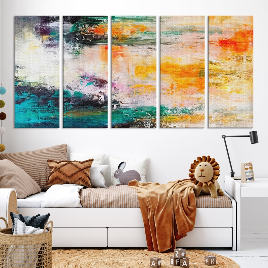 Ruby Orange Color Abstract Wall Art Canvas Print
