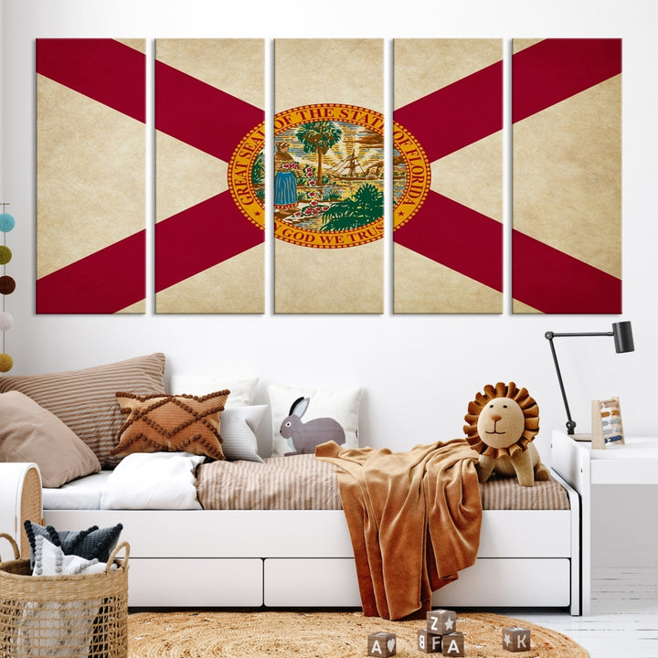 Florida States Flag Wall Art Canvas Print