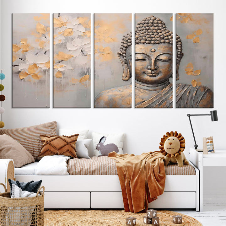Abstract Buddha Statue Wall Art Canvas Print