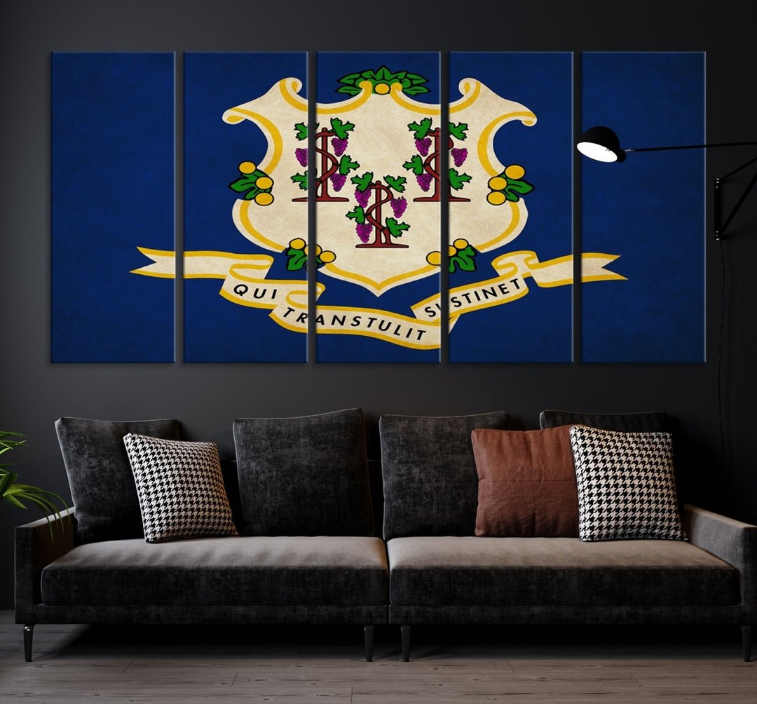Size Connecticut States Flag Wall Art Canvas Print