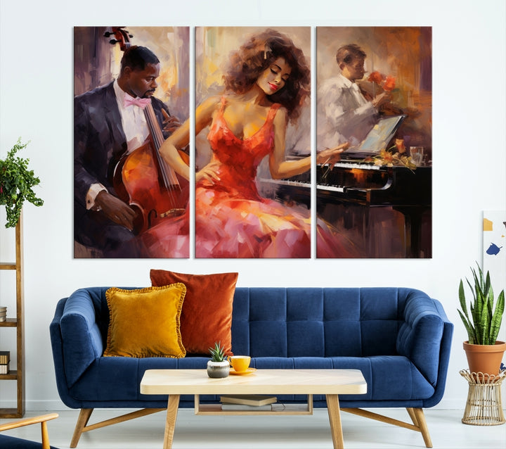 Abstract African American Wall Art, Jazz Musician Orchestra