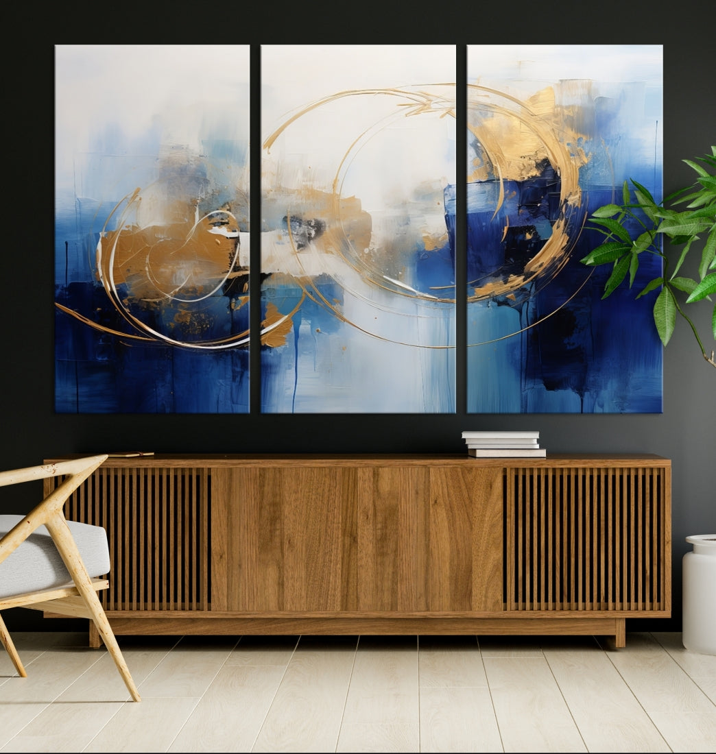 Navy Blue Abstract Wall Art Canvas Print
