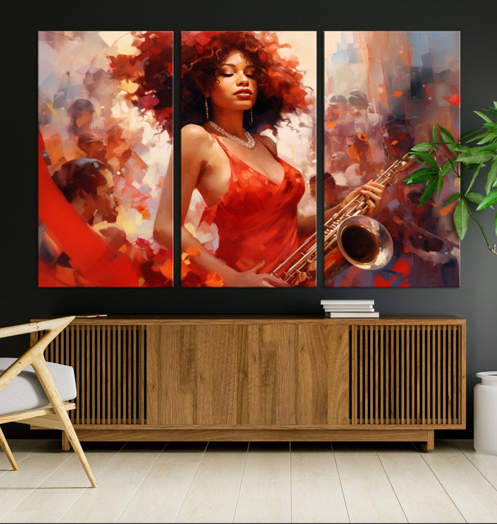 Abstract African American Saxophonist Musician Women