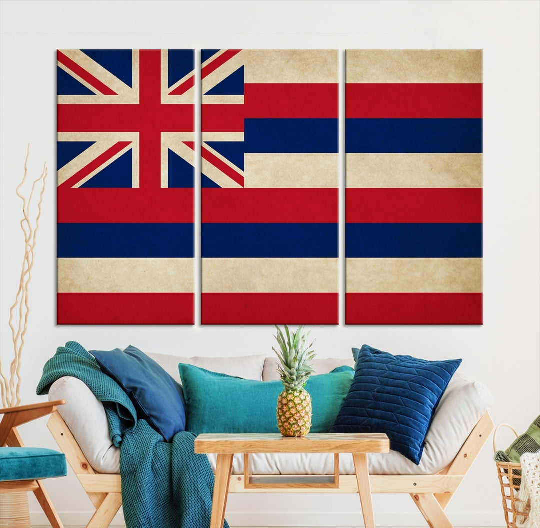 Hawaii USA States Flag Wall Art Canvas Print