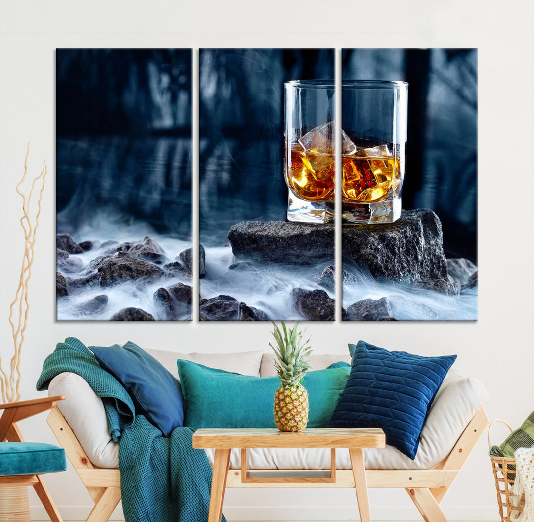 Whiskey Ice Wall Art Canvas Print