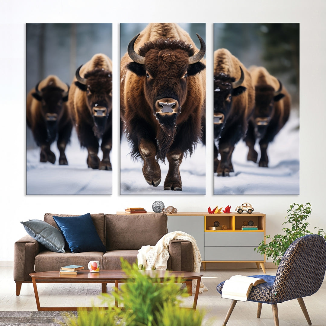 Buffalo Wall Art Canvas Print, American Bison Herd Wall Art Canvas Print