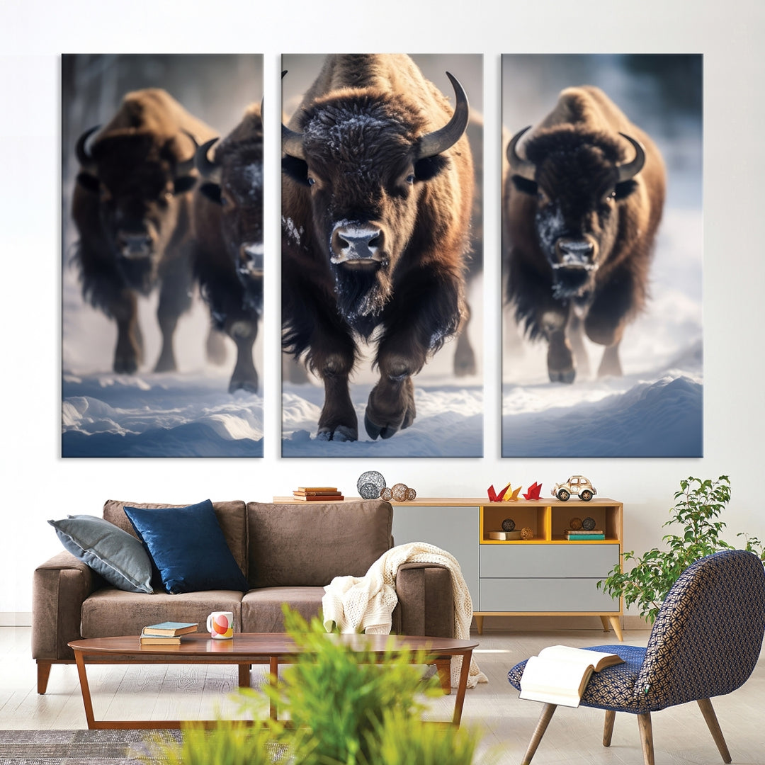 Buffalo Wall Art Canvas Print, Bison Herd Wall Art Canvas Print