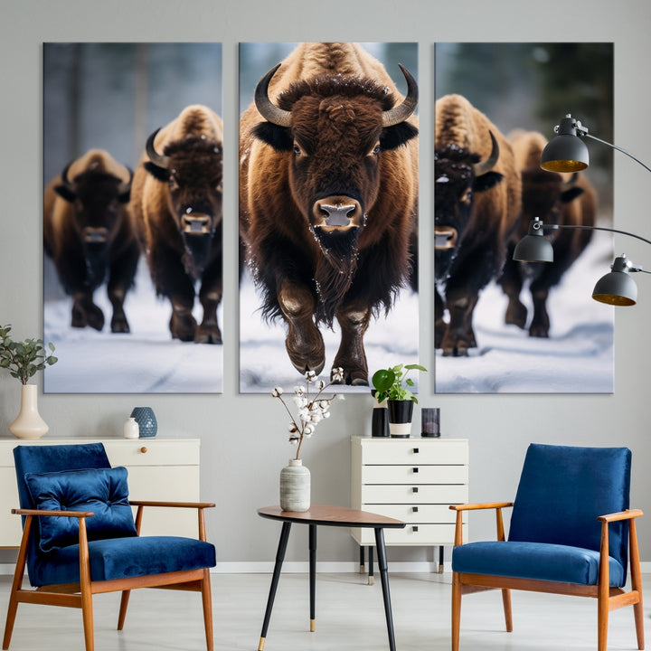 Buffalo Wall Art Canvas Print, American Bison Herd Wall Art Canvas Print