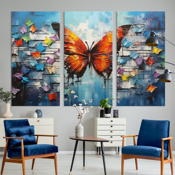 Butterfly Graffiti Abstract Canvas Print