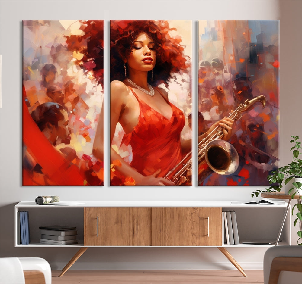 Abstract African American Saxophonist Musician Women