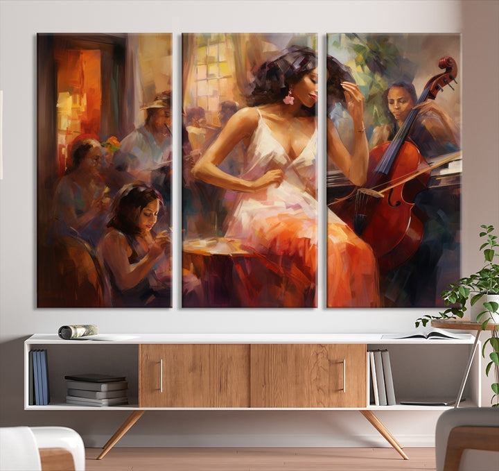Abstract African American Jazz Musician Wall Art Canvas Print