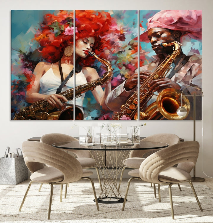 Abstract African American Saxophonist Musician Wall Art