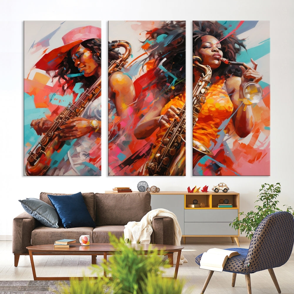 Abstract African American Saxophonist Musician