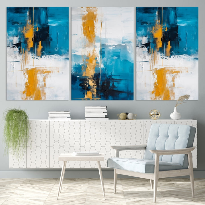 3 Piece Turquoise Abstract Wall Art Canvas Print