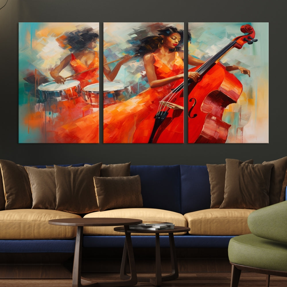 Cello Musician Abstract African American Wall Art
