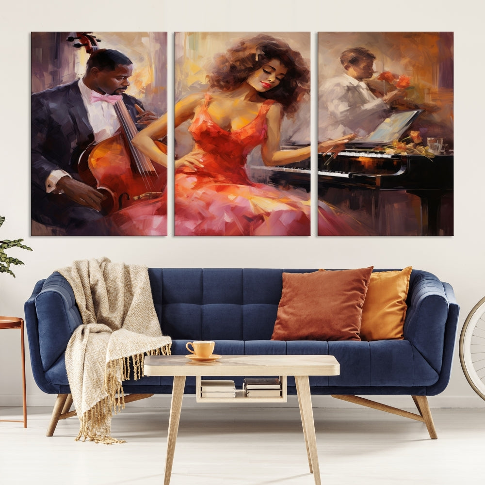 Abstract African American Wall Art, Jazz Musician Orchestra