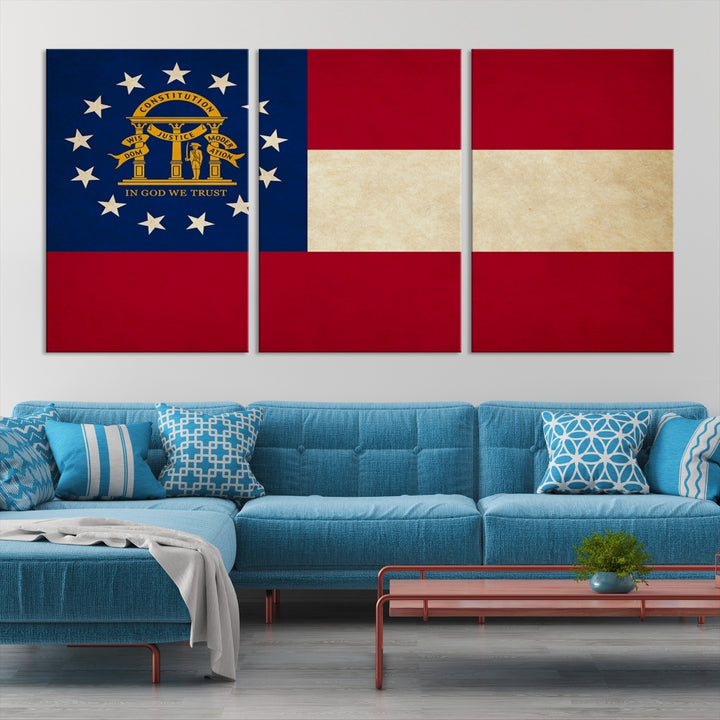 Georgia States Flag Wall Art Canvas Print