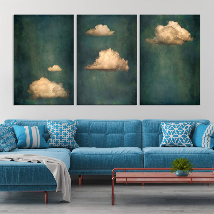 Abstract Clouds 3 Piece Set Wall Art Canvas Print