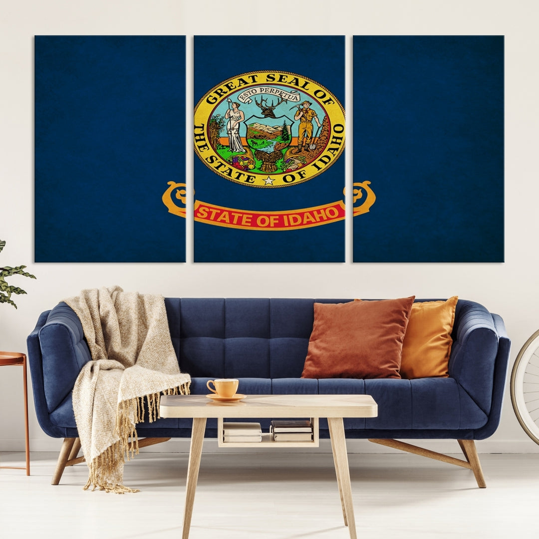 Idaho USA States Flag Wall Art Canvas Print
