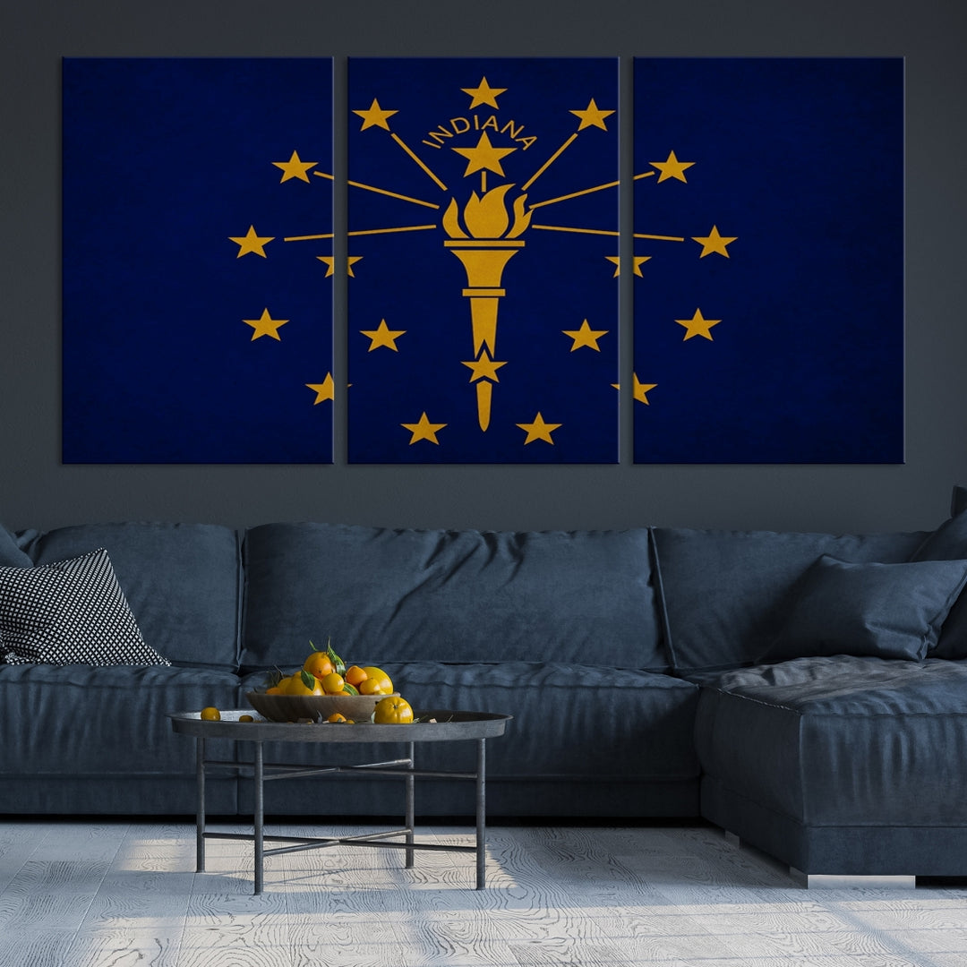 Indiana States Flag Wall Art Canvas Print