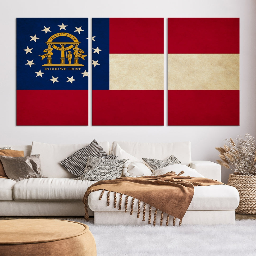 Georgia States Flag Wall Art Canvas Print