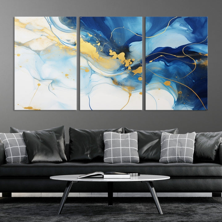 Color Blue and Orange Abstract Wall Art