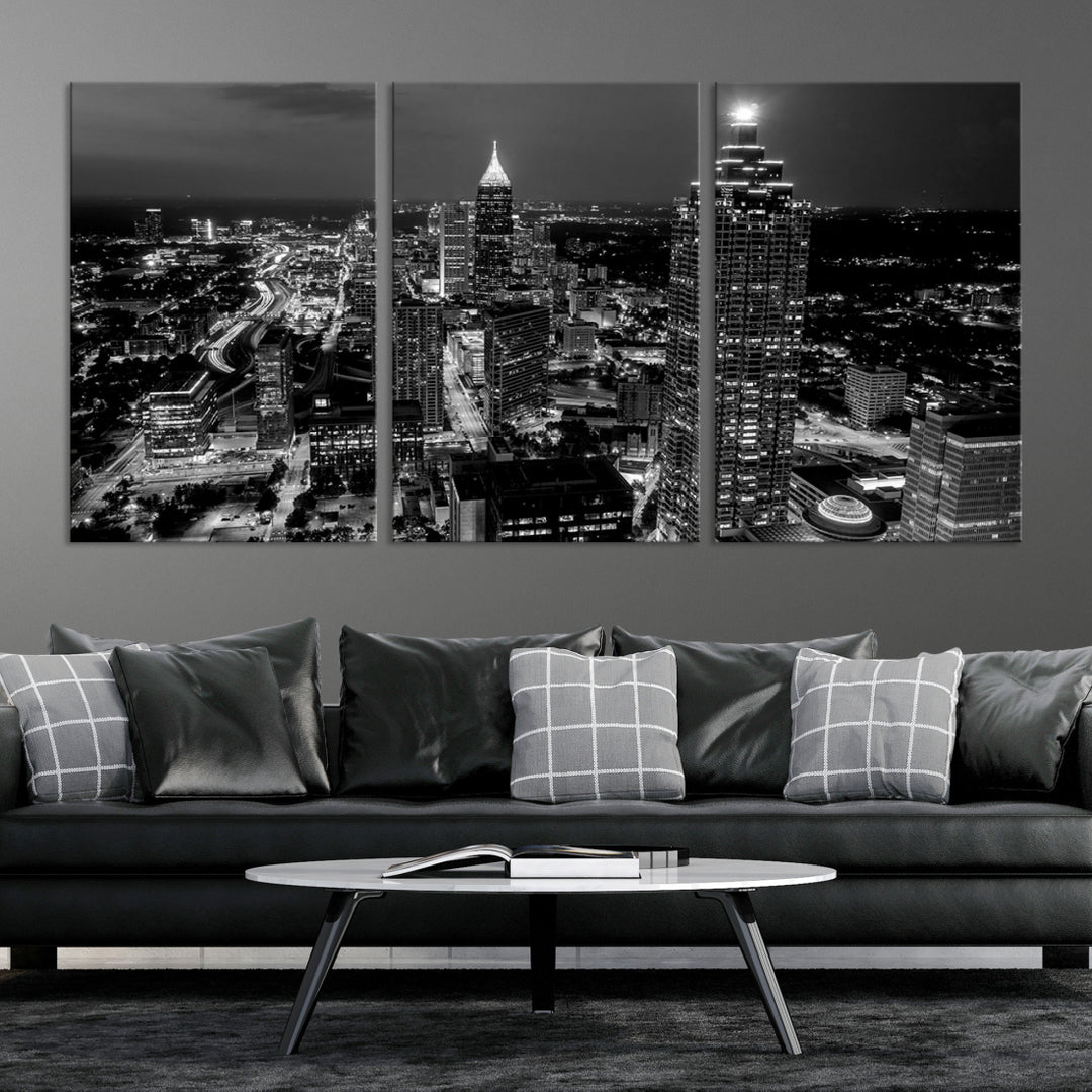 Atlanta Wall Art Black and White City Cityscape Canvas Picture Print