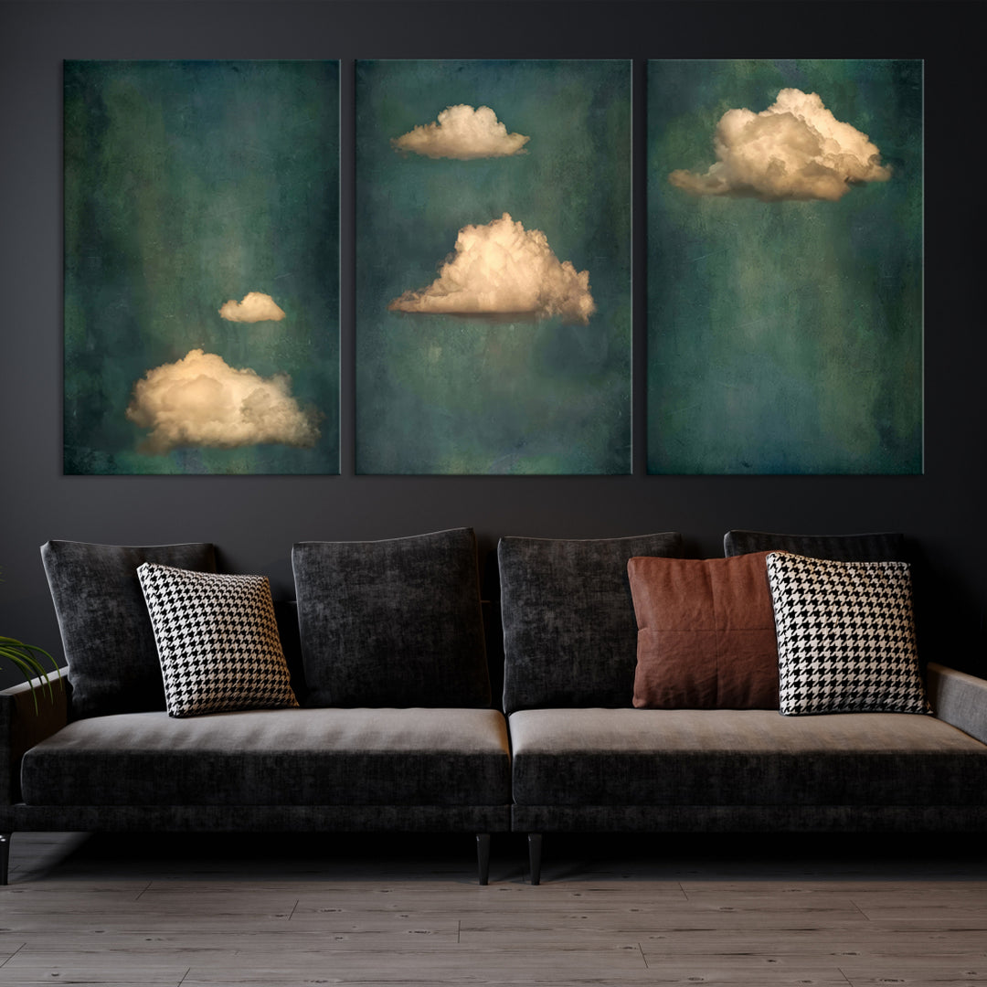 Abstract Clouds 3 Piece Set Wall Art Canvas Print