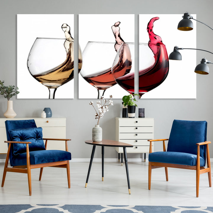 Wall Art Abstract Wine Glasses Canvas Print