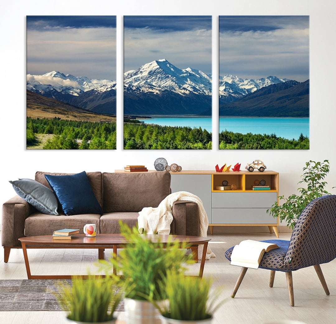Art Print Mount Cook New Zealand Wall Art Canvas Print Lake and Mountains