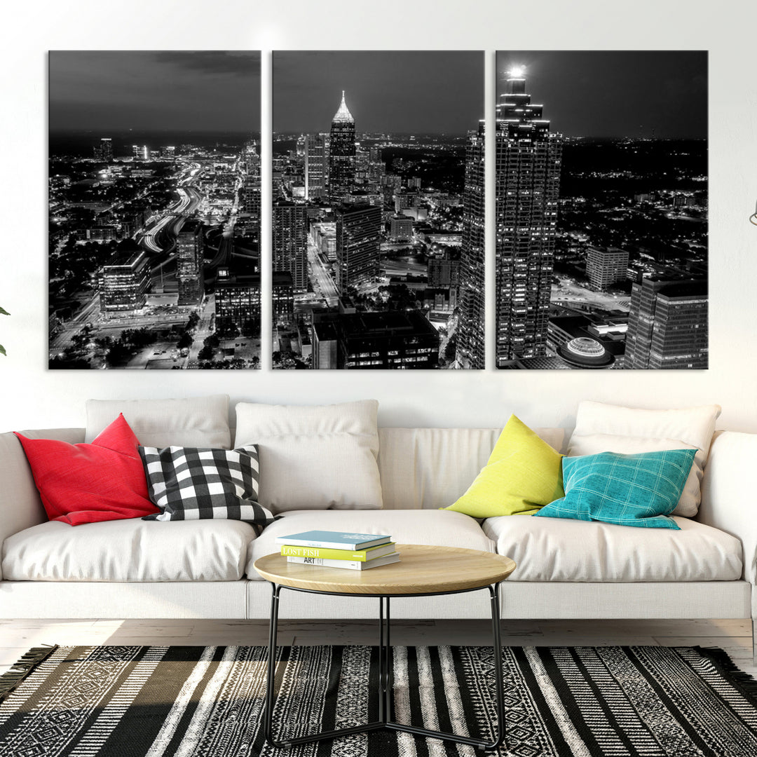 Atlanta Wall Art Black and White City Cityscape Canvas Picture Print