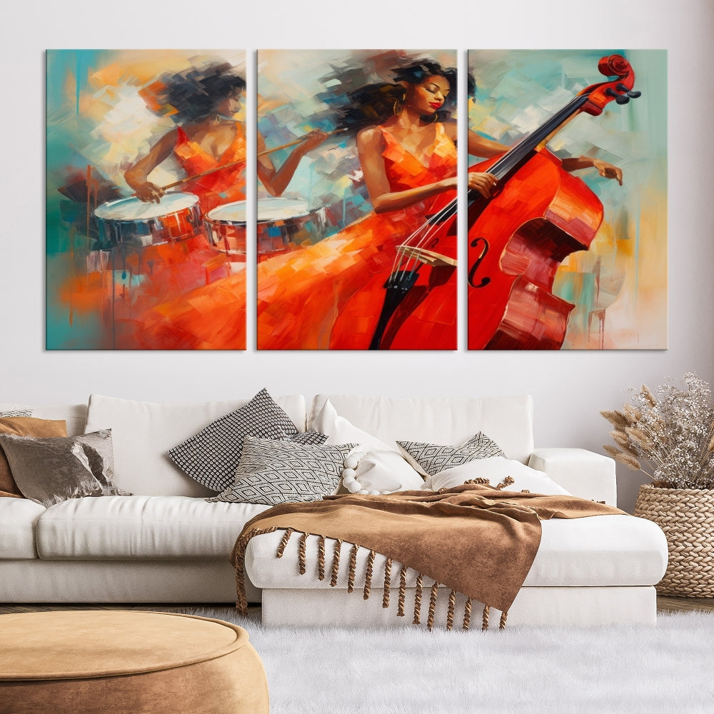 Cello Musician Abstract African American Wall Art
