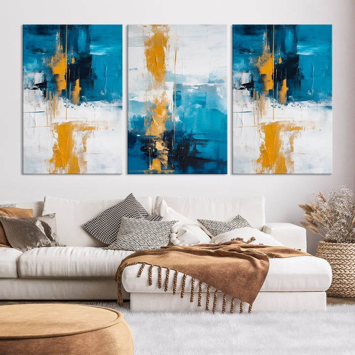 3 Piece Turquoise Abstract Wall Art Canvas Print