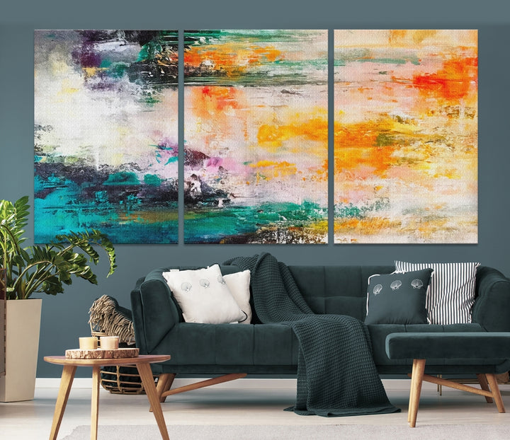 Ruby Orange Color Abstract Wall Art Canvas Print