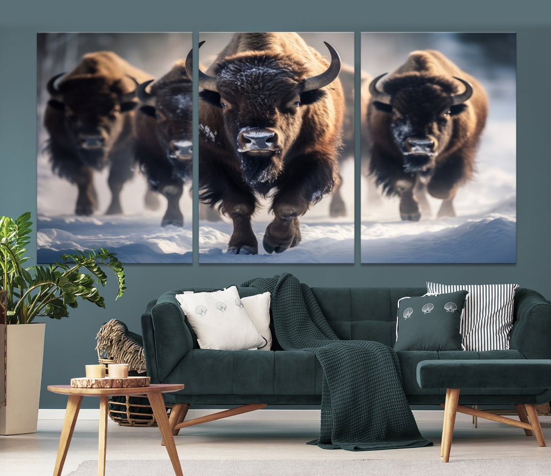 Buffalo Wall Art Canvas Print, Bison Herd Wall Art Canvas Print