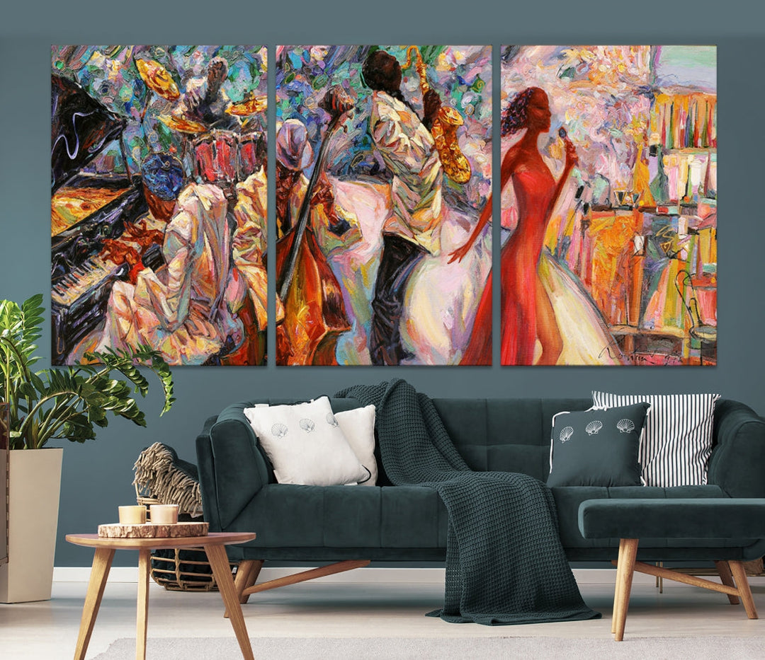 Abstract Afro American Jazz Musician Wall Art Canvas Print