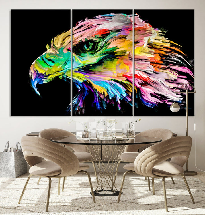 Rainbow Eagle Art Canvas Painting Wall Art Rainbow Animal Art Nature Abstract Print