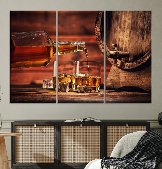 Whiskey and Barrel Wall Art Canvas Print