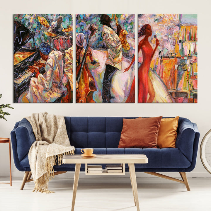 Abstract Afro American Jazz Musician Wall Art Canvas Print