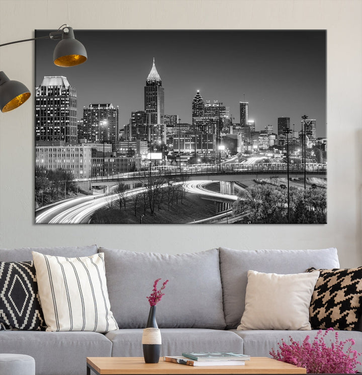 Atlanta Black and White Wall Art Cityscape Canvas Print