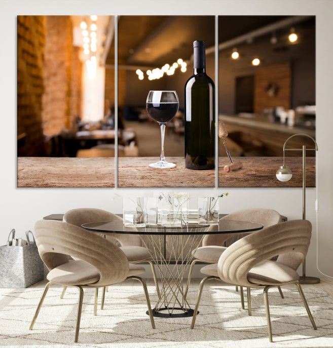 Wine and Bottle Wall Art Canvas Print