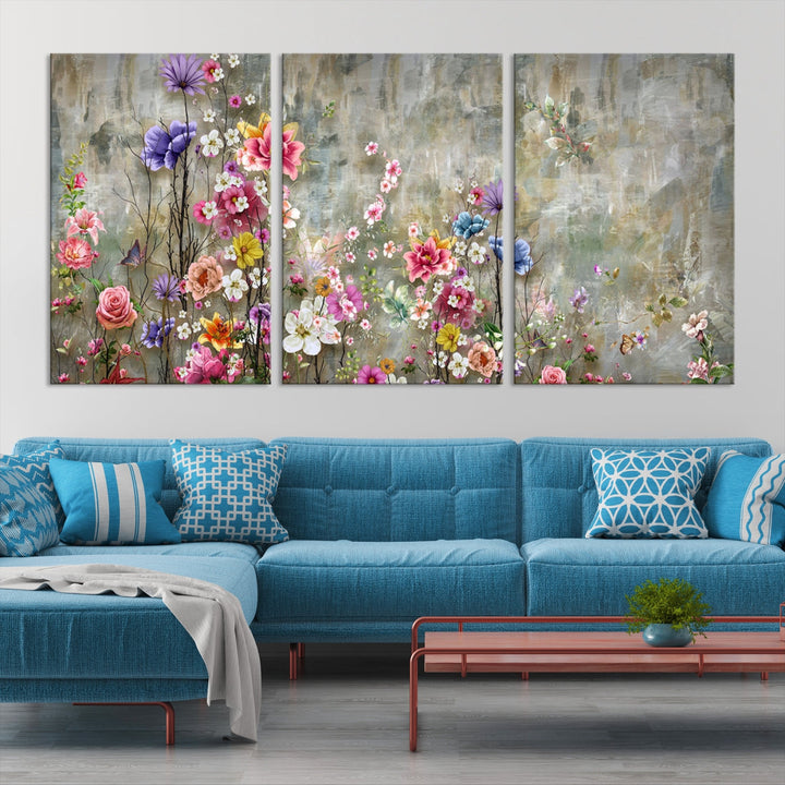 Cozy Flowers Painting on Canvas Wall Art Floral Canvas Print