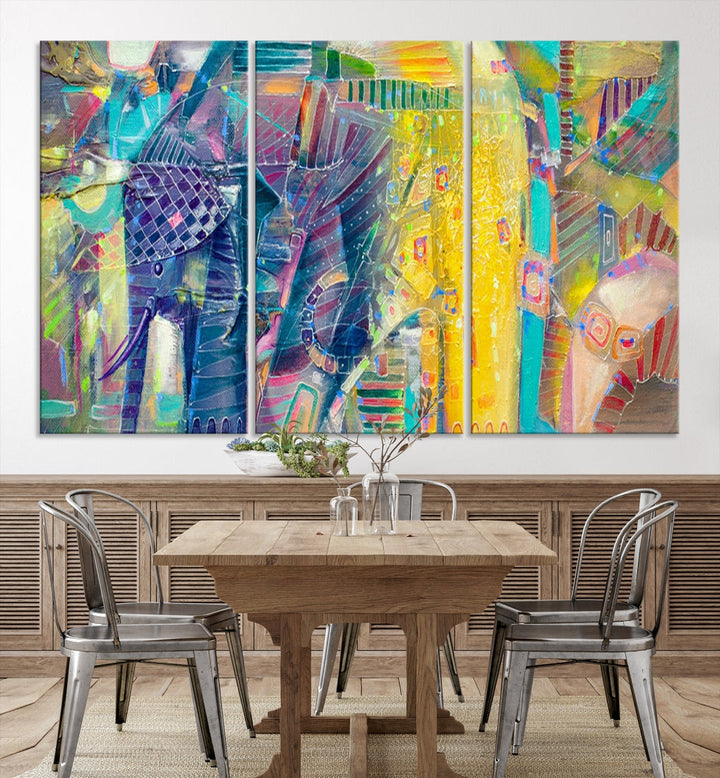 Abstract Elephant Wall Art Canvas Print